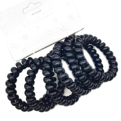 12pk Blalck Bold Plastic Coil Elastic Ponytail Hair Tie 6