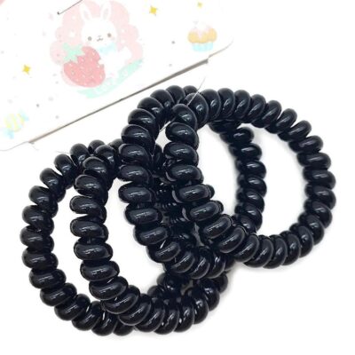 12pk Blalck Bold Plastic Coil Elastic Ponytail Hair Tie 4