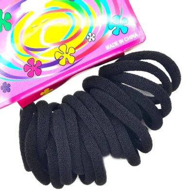 12pk Black Seamless Elastic Ponytail Hair Tie 18