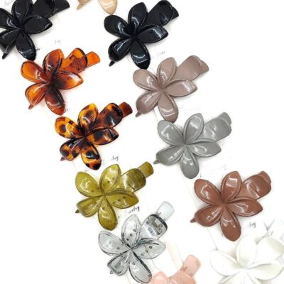 12pk Plumeria Flower Duckbill Hair Claw Clip
