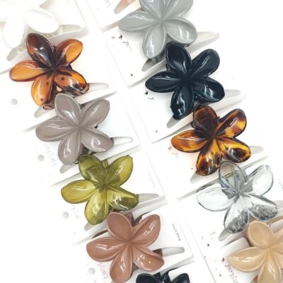 12pk Polished Plumeria Hair Claw Clip Set