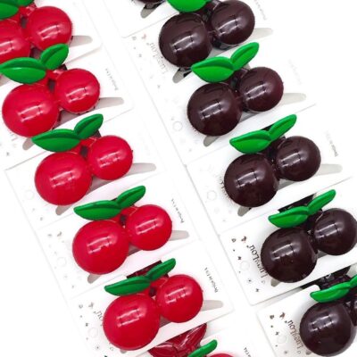 12pk Polished Cherry Hair Claw Clip Set