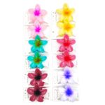 H1495 12pk Bright Tone Plumeria Flower Hair Claw Clip