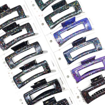 12pk Square Color Bling Hair Jaw Claw Clip
