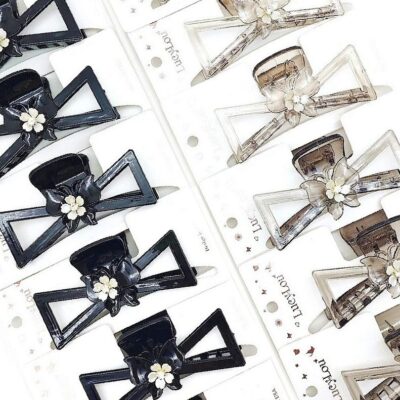 12pk Butterfly Deco Triangle Bow Hair Claw Clip Set