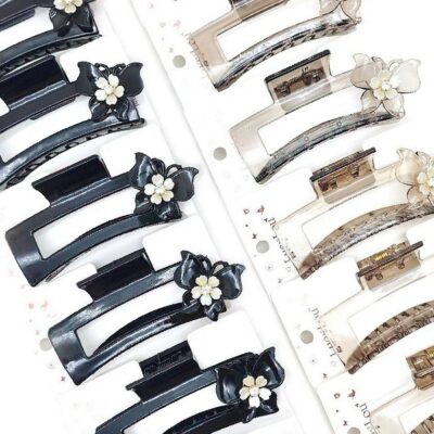12pk Butterfly Deco Shine Rectangle  Hair Claw Clip Set