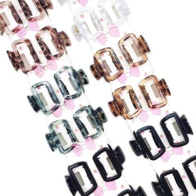 12pk Twin Mini Rectangle Hair Claw Clip Set