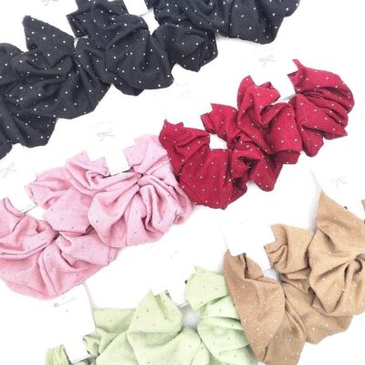 12pk Rhinestone Patch Cloth Scrunchies Tie