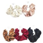 12pk Shiny Silky Cloth Rhinestone Hair Scrunchies Tie