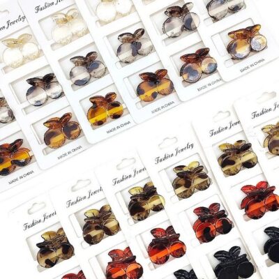 12pk Tripple Mini Cherry Shape Hair Claw Clip Set