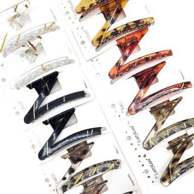 12pk Leopard Pattern Z Type Hair Jaw Claw Ciip