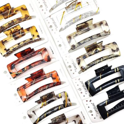 12pk Leopard Pattern Rectangle Hair Jaw Claw Ciip