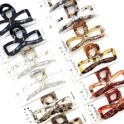 12pk Leopard Pattern Bow Type Hair Jaw Claw Ciip