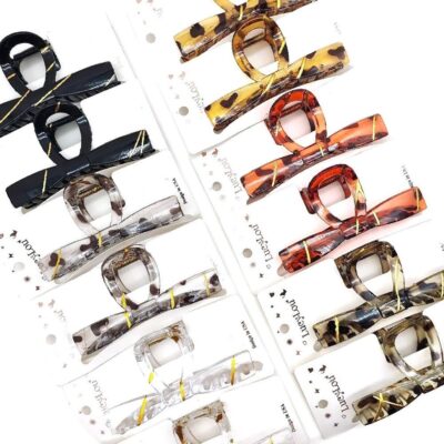 12pk Leopard Lines Bow Type Hair Jaw Claw Ciip