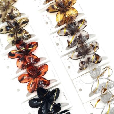 12pk Leopard Lines Plumeria Hair Jaw Claw Ciip