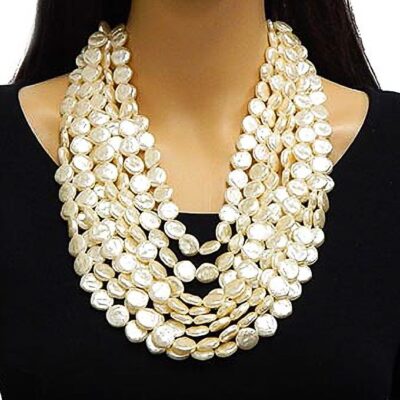 Mother of Pearls Multi Cluster Chunky Necklace Set