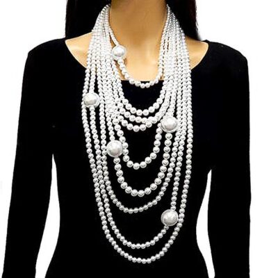 Multi Layered BIB Bold Pears Statement Necklace Set