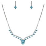 NR36-22329CZCLLTQSV Shimmering Vintage V Shape CZ Necklace Set