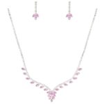 NR36-22329CZCLROSV Shimmering Vintage V Shape CZ Necklace Set