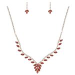 NR36-22329CZCLSIGD Shimmering Vintage V Shape CZ Necklace Set