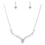 NR36-22329CZCLVISV Shimmering Vintage V Shape CZ Necklace Set