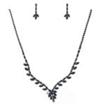NR36-22329CZJTJT Shimmering Vintage V Shape CZ Necklace Set