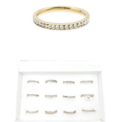 Thin Line Stone Inserted Stackable Stainless Steel RIngs