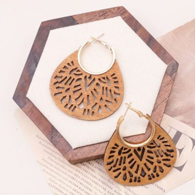 12pk Wooden Patterned Fashion Earrings