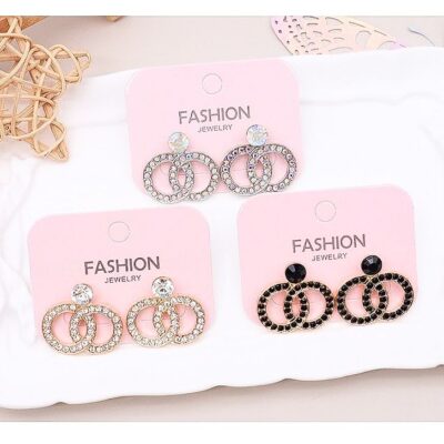 12pk Double O Rhinestone Dangle Earrings