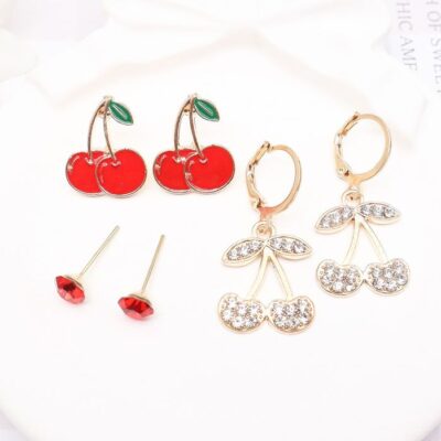 12pk Cherry Theme Multi Earrings Set