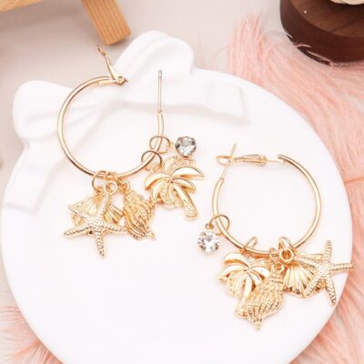 12pk Ocean life Theme Charm Hoop earrings