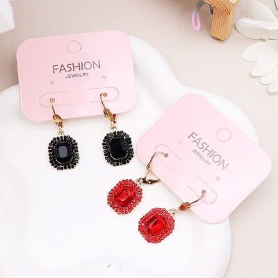 12pk Dazzling Rectangle Stone Dangle Fishhook earrings