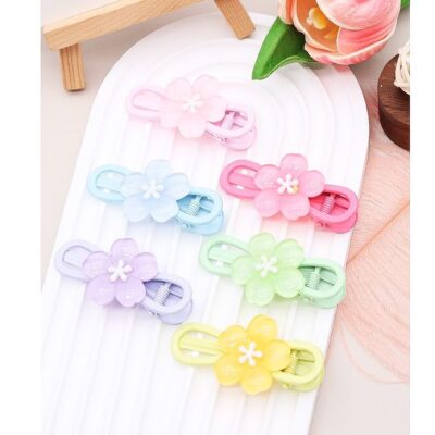 12pk Flower Attached Pastel Tone Kids Hair Clip