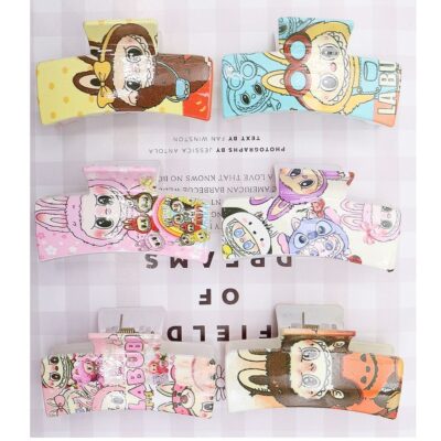 12pk Funny Character Rectangle Hair Jaw Claw Pin