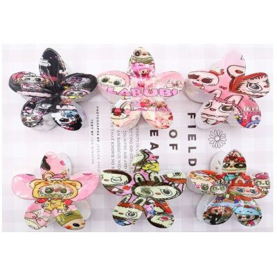 12pk Funny Character Flower Hair Jaw Claw Pin