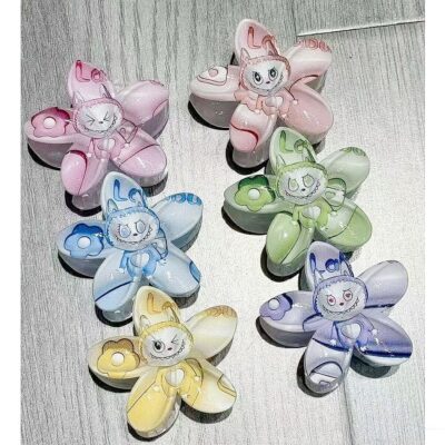 12pk Funny Character Flower Hair Jaw Claw Pin