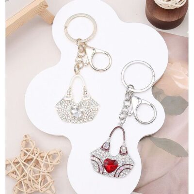 12pk Rhinestone Tote bag Key Chain Bag Charm