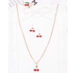 Beautiful watercolor flowers decorated background. Can be used as greeting card or invitation card design. 12pk Cherry Theme Chain Necklace Jewelry Set
