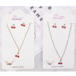 Beautiful watercolor flowers decorated background. Can be used as greeting card or invitation card design. 12pk Cherry Theme Chain Necklace Jewelry Set