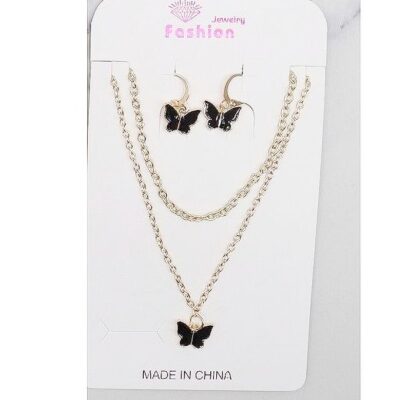 12pk Butterfly Theme Chain Necklace Earrings Set