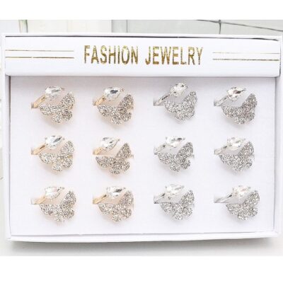 12pk Gold Silver Butterfly Adjustable Fashion Rings