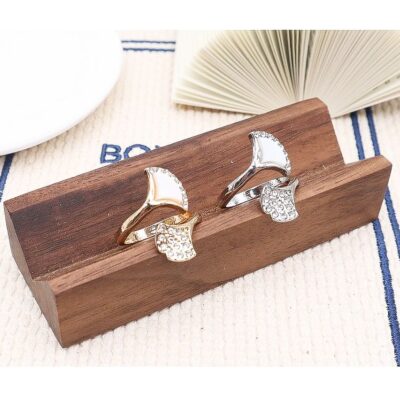 12pk Gold Silver Ginkgo Leaves Adjustable Fashion Rings
