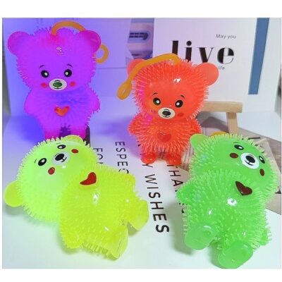 12pk Bouncy Light up Squishy Teddy Bear Toy