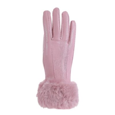 12pk PU Leather Fur Cozy Warm Winter Gloves