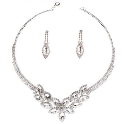 Bold Bling Marquise Flower Rhinestone Necklace Set