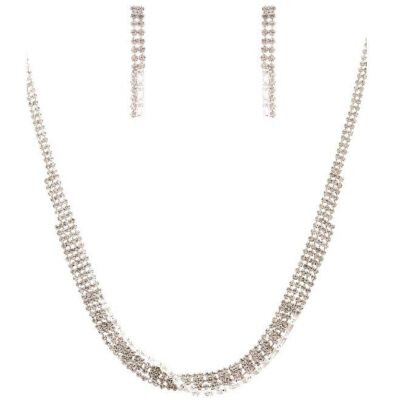 Twist Crystal Lines Rhinestone Necklace Set