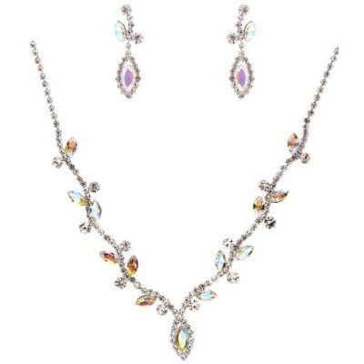 Blooming Leaves Marquise Rhinestone Necklace Set