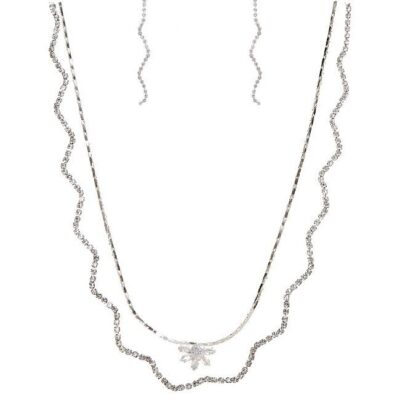Exquisite Wave Lines Rhinestone Necklace Set