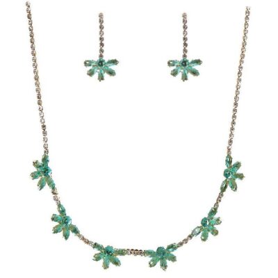 Blooming Flower Connect Cubic Zirconia Necklace Set