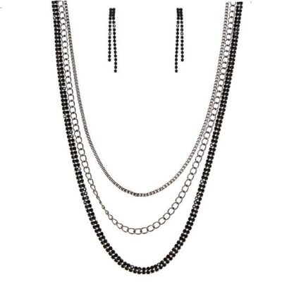 Mixed Chain Layered Cubic Zirconia Necklace Set